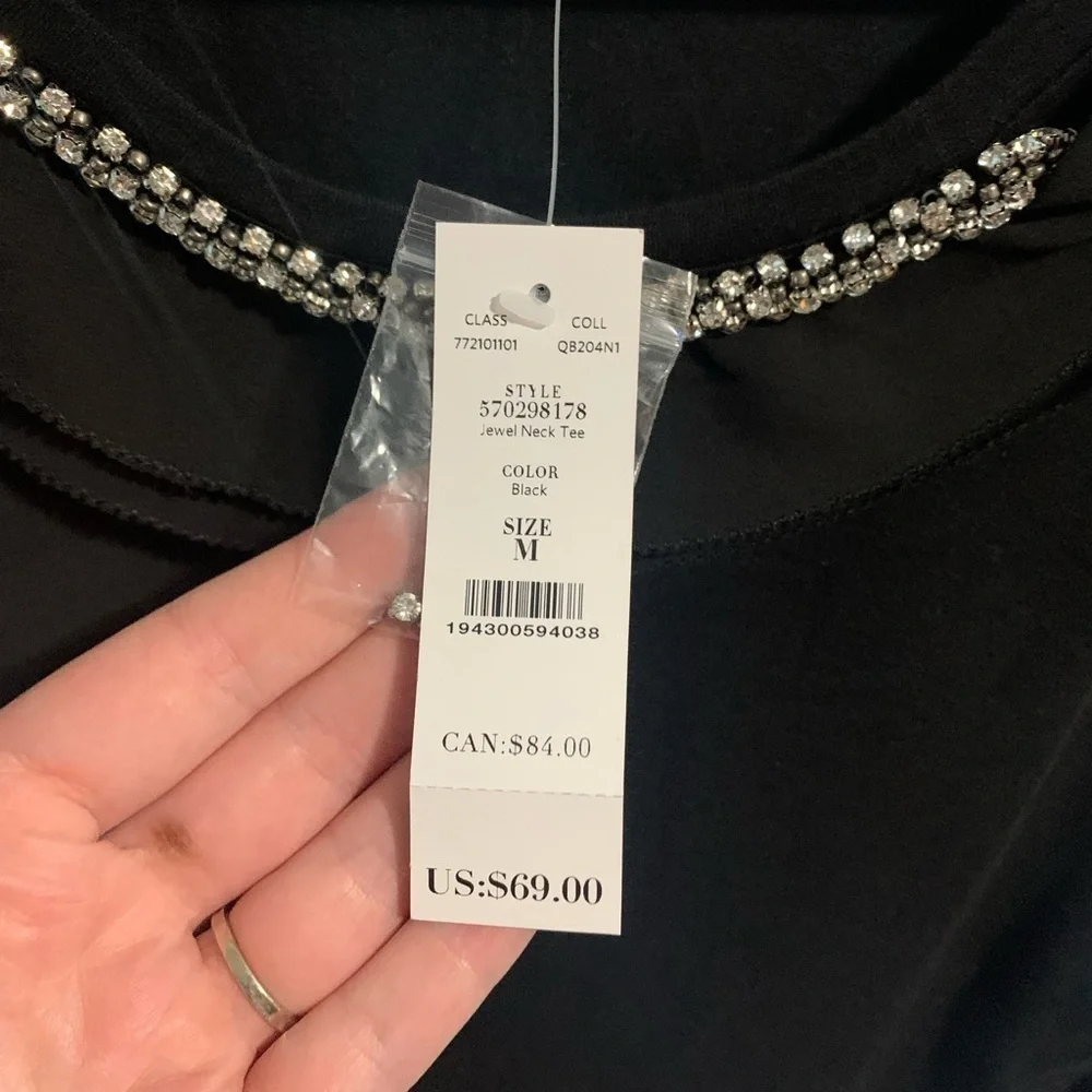 White House Black Market Black Scoop Blouse Size Medium NwT